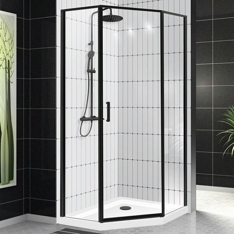 Душевой уголок BelBagno UNO-195-P-1-100-C-NERO стекло Прозрачное 100х100