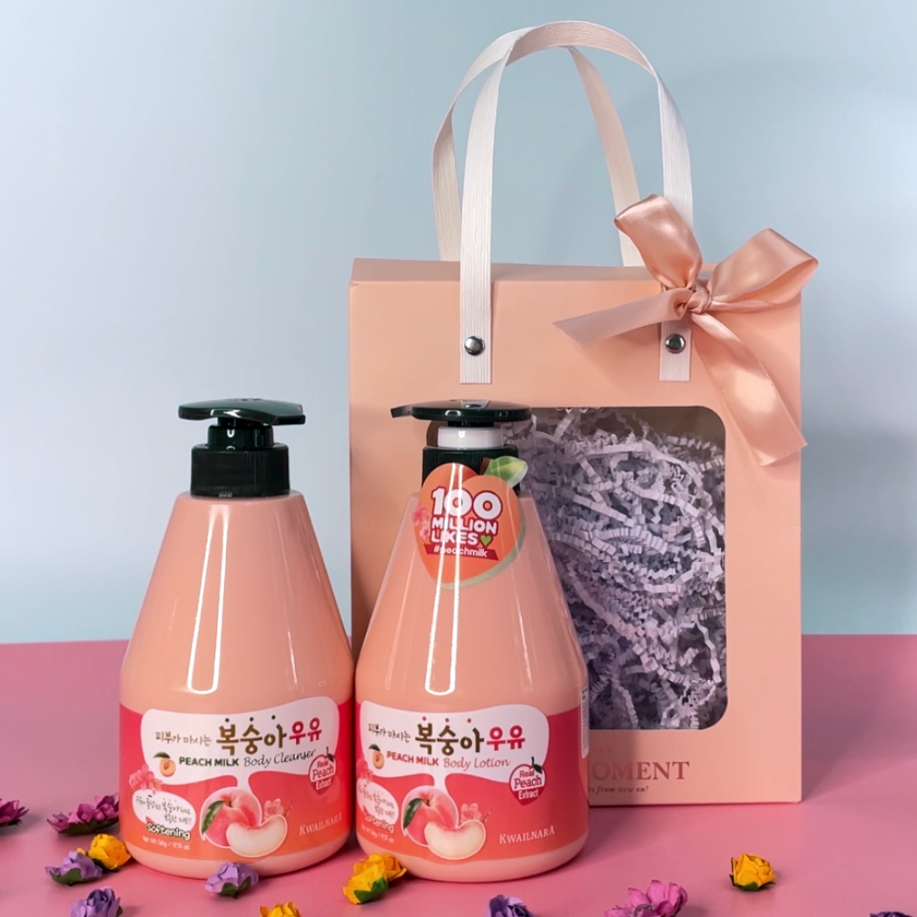 Подарочный набор "Персиковое наслаждение" - гель для душа и лосьон для тела 560 г + 560 г, Южная Корея