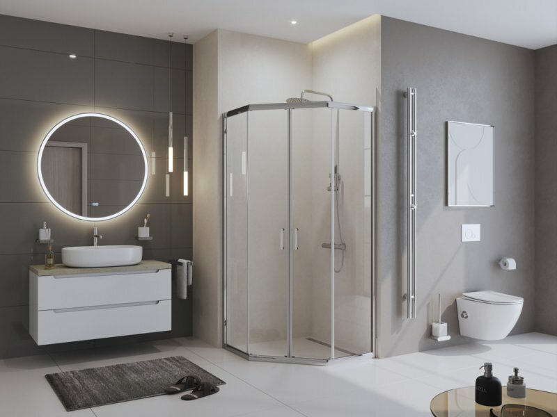 Душевой уголок BelBagno Uno 90x90 профиль хром прозрачное стекло