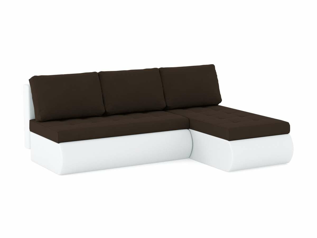 фото Угловой диван Кормак без подлокотников Велюр Зара Браун 20+к.з белый