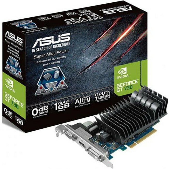 ASUS Видеокарта ASUS GEFORCE GT730-SL-2GD5-BRK 2 Гб 64bit GDDR5 DVI HDMI VGA