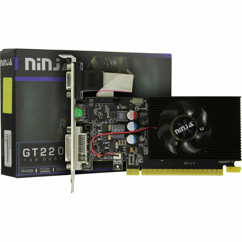 Видеокарта Ninja (Sinotex) GT220 LP 1GB GDDR3 128bit VGA DVI (NH22NP013F) 1989610