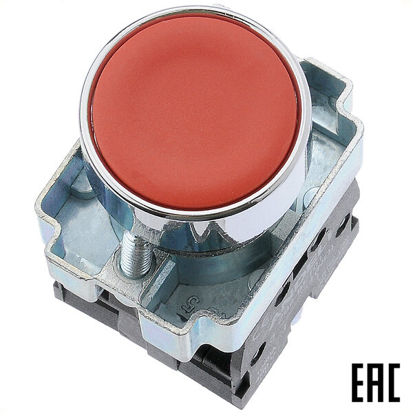 фото Выключатель кнопочный XB2-BА45 без подсветки без фиксации красный 1з+1р ADL10-060 (ANDELI) (2 шт. в комплекте)