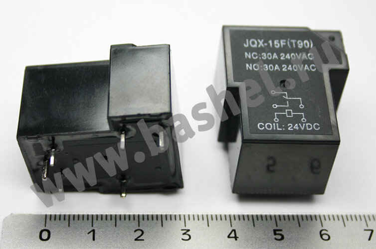 RELAY JQX-15F 24VDC 30A (T90), Реле, RUiCHi, (упр:24В/DC, комм: 30A/240В/AC, 1NO/1NC, AgCdO, R-coil:660 Ом)