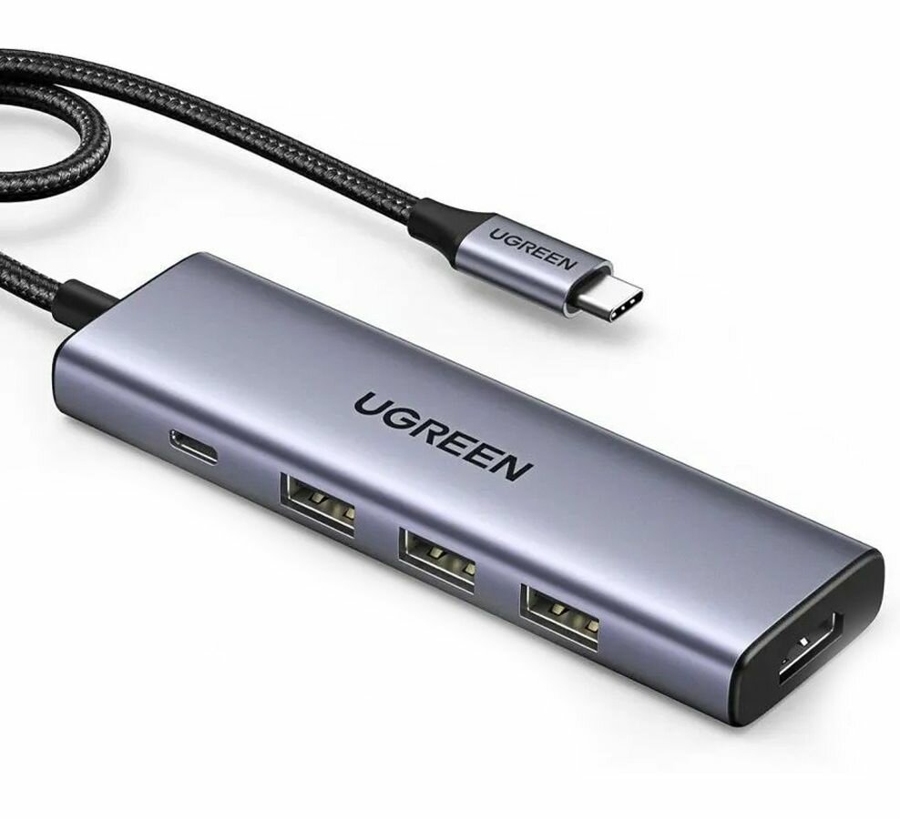 Конвертер UGREEN CM511 (15597) USB-C To HDMI+3*USB 3.0 A+PD Power Converter - Gray