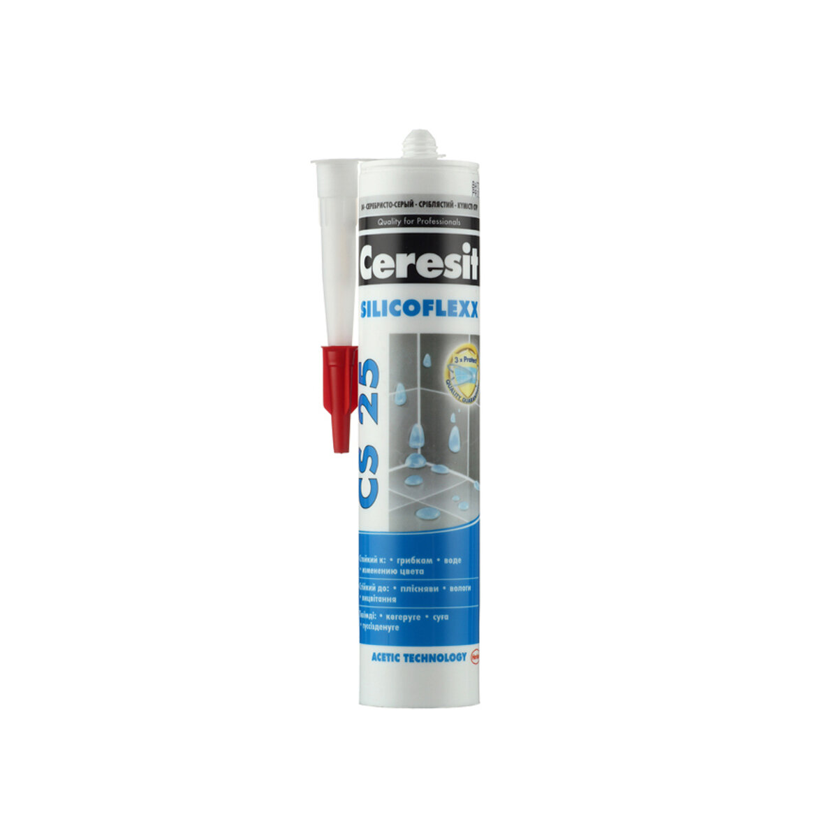 Герметик силиконовый затирка Ceresit CS 25 № 04 серебристо- серый 280 мл