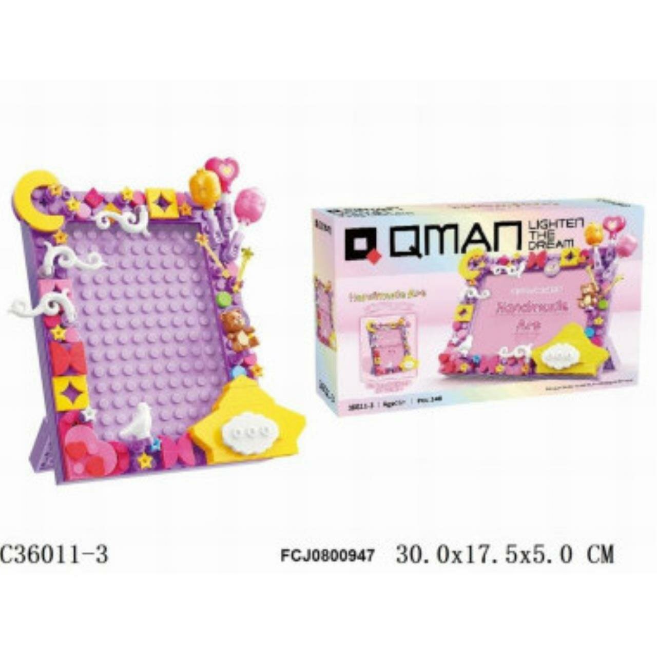 фото Конструктор Qman 36011-4 Фоторамка Луна и звезды 148 дет 30х18х5 см