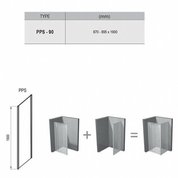 Pivot PPS-90 90G70C00Z1 Душевое ограждение (блестящий, 190х90 см) Ravak - фото №4