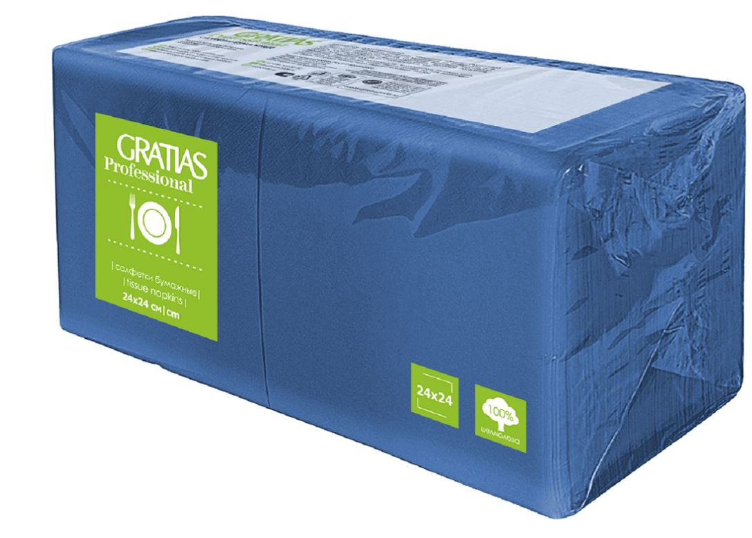 фото Салфетки бумажные Gratias Professional синие однослойные 24см, 400шт