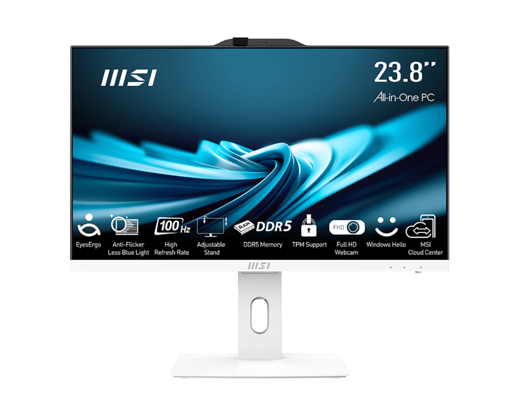 Моноблок MSI Pro AP242P 12MA-613XRU 23.8" Full HD i3 12100 (3.3) 8Gb SSD512Gb UHDG 730 noOS GbitEth WiFi BT 120W клавиатура мышь Cam белый 1920x1080