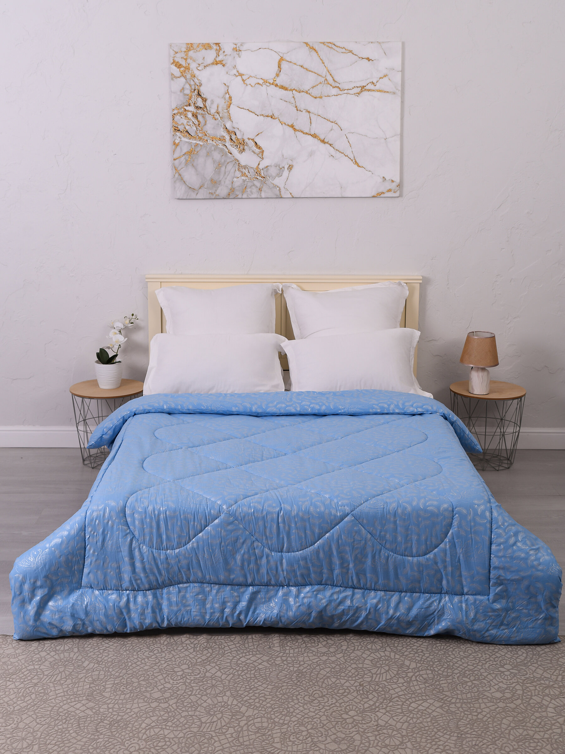 Одеяло 1,5-спальное с наполнителем из лебяжьего пуха, Мир-текстиль - фотография № 9