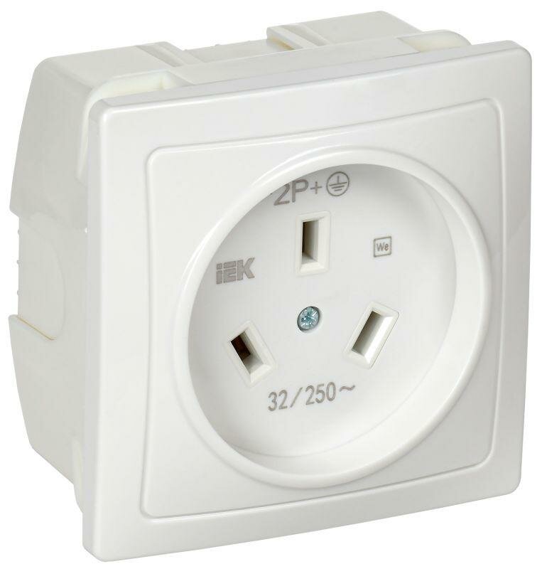 фото Розетка 1-м СП Рпл11-К 32А IP20 разборная для плиты с заземл. бел. IEK ERP11-032-K01