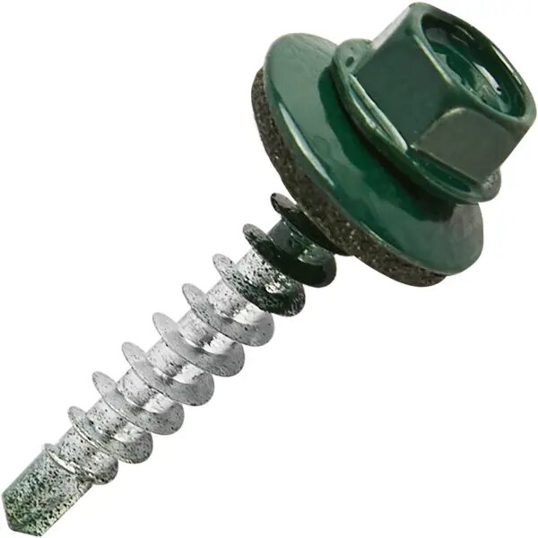 фото Саморезы кровельные по дереву с пресс-шайбой RAL6005 4.8х29 1 кг