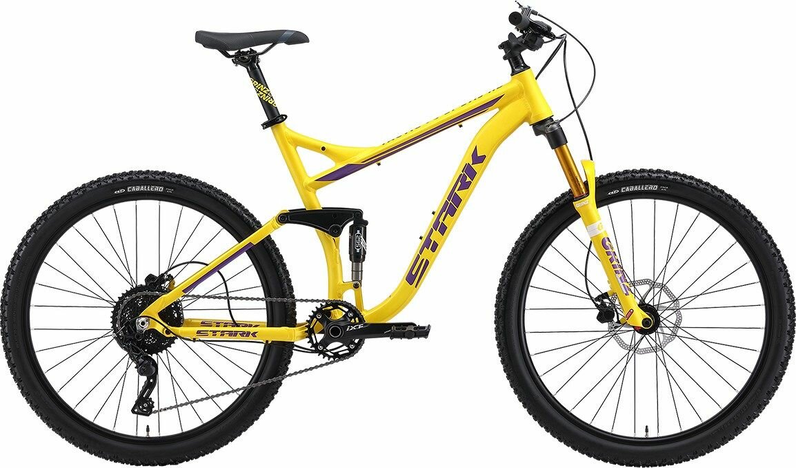 Велосипед Stark Tactic FS LT 27.5 HD (2024) (Велосипед Stark'24 Tactic FS LT 27.5 HD желтый матовый/фиолетовый 18", HQ-0014196)