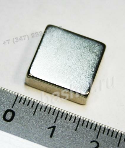 Магнит прямоугольный -092- 15x15x5mm N38 (4,7кг.), неодимовый