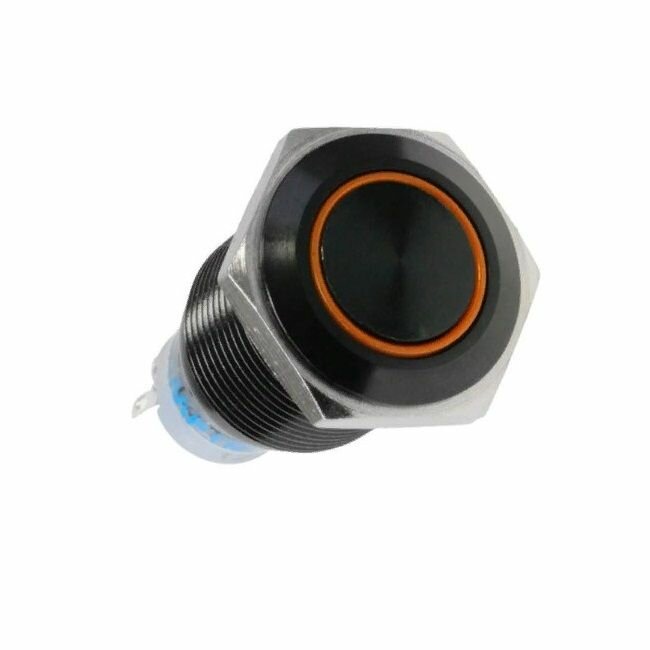 Переключатель Lamptron Анти-вандальный Vandal Switch,16mm; Ring; Orange; Blackhousing; Latching;