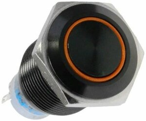 Переключатель Lamptron Анти-вандальный Vandal Switch,16mm;Ring;Orange;Blackhousing; Latching;