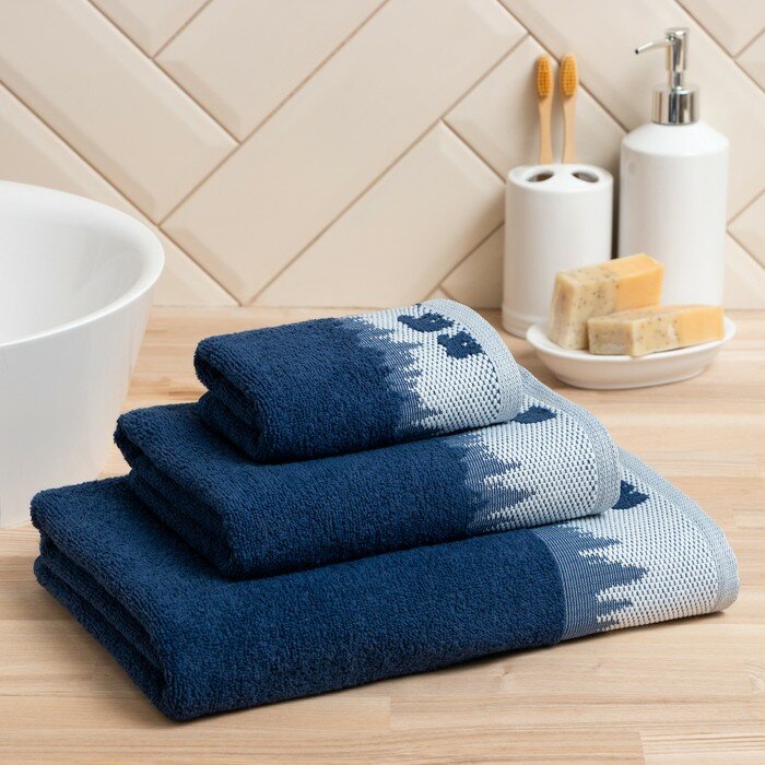 фото Полотенце махровое Love Life "Winter dream" 50*90 см, синий, 100% хл, 400 гр/м2