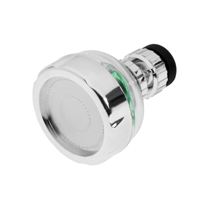 фото Аэратор ZEIN Z3632-2, поворотный, на шарнире, с зеленым вентилятором, хром/прозрачный