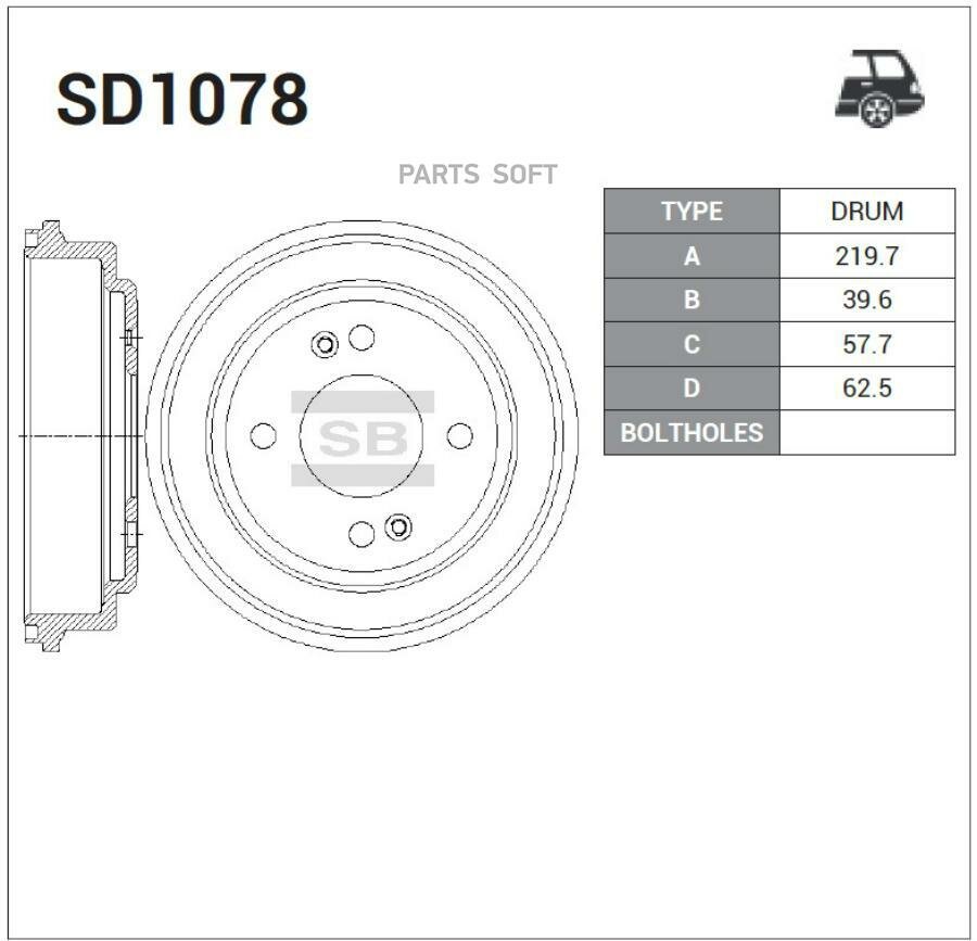 SANGSIN BRAKE SD1078 Барабан тормозной