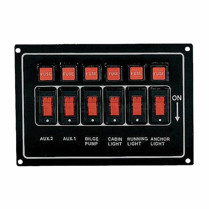 фото Панель переключателей 6шт горизонтальная черная из алюминия