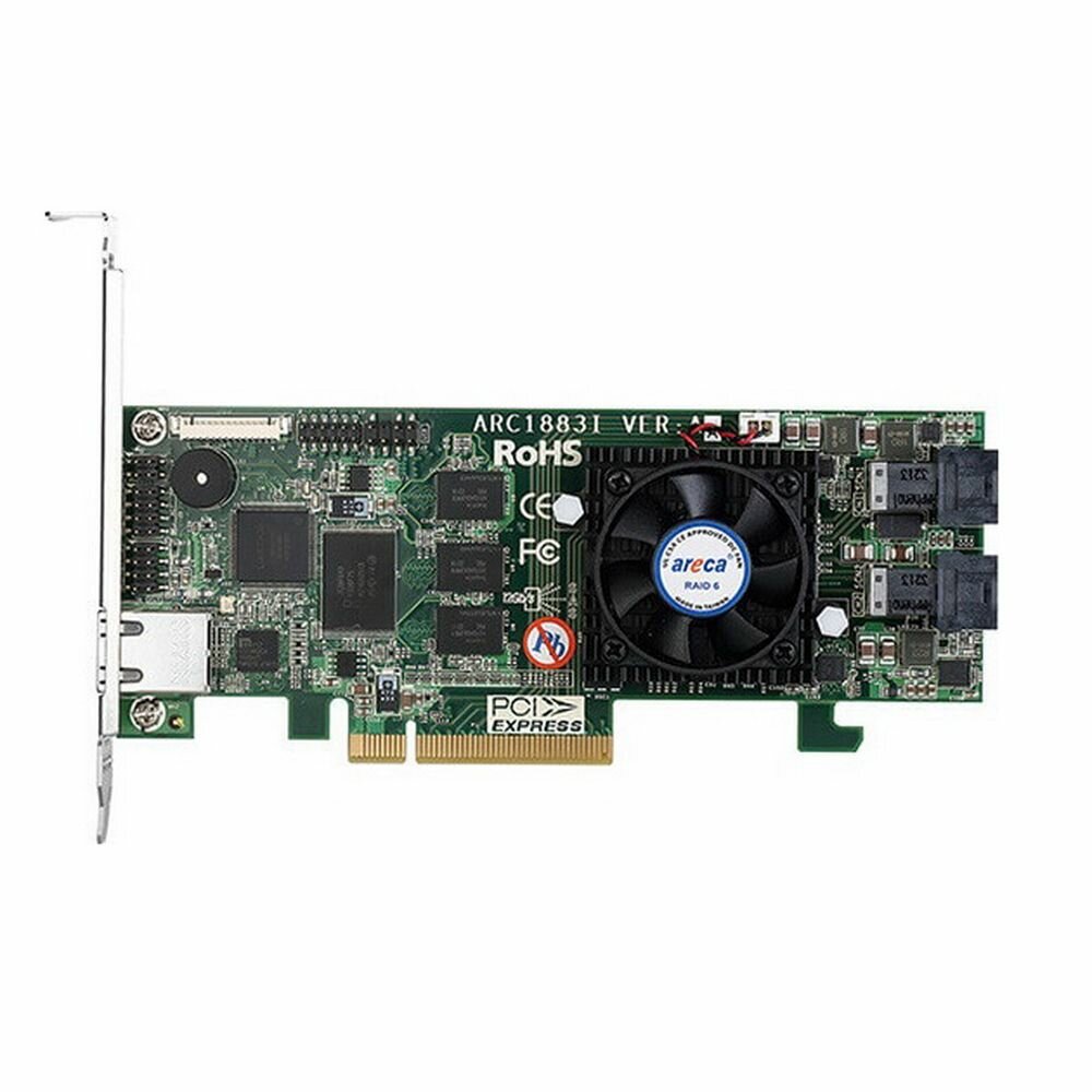 Areca RAID-контроллер Areca ARC-1883i PCIe 3.0 x8 Low Profile, SAS/SATA 12G, RAID 0,1,5,6,10,50,60, 8port (2*int SFF8643), Cache 2GB (аналог LSI00462 9361- 8I(2G)), RTL {10} (411314) (распродажа)