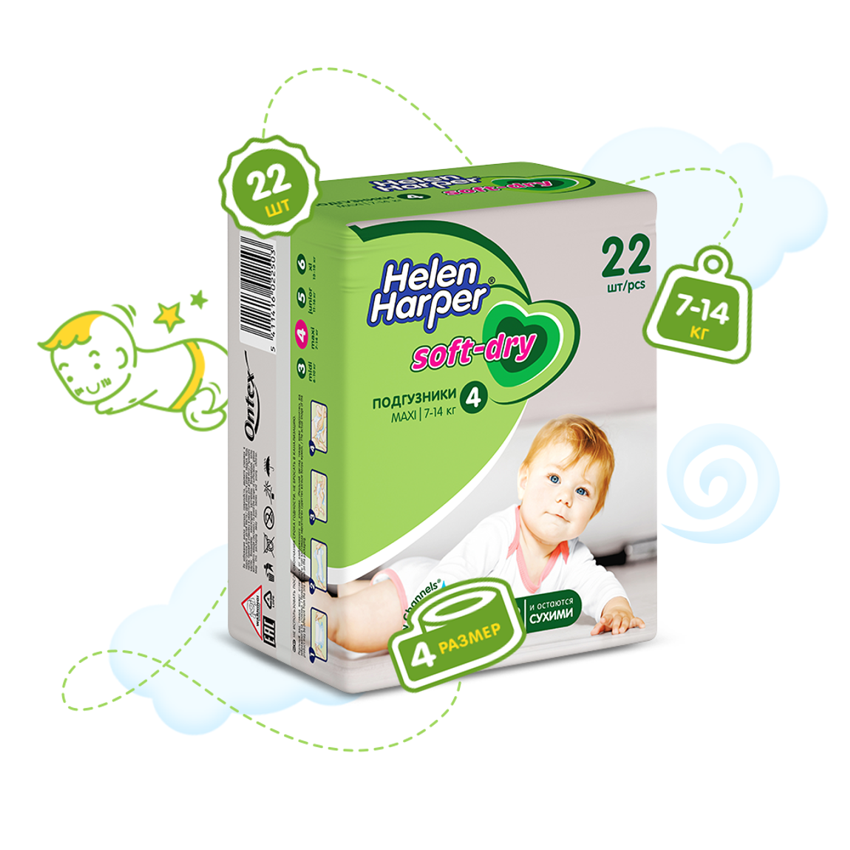 фото Подгузники Helen Harper Soft&Dry Maxi, 7-14кг, 22шт