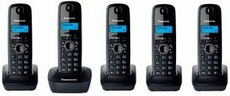 Радиотелефон PANASONIC KX-TG1615RUH PRO (5 радиотрубок В комплекте) черно-серый