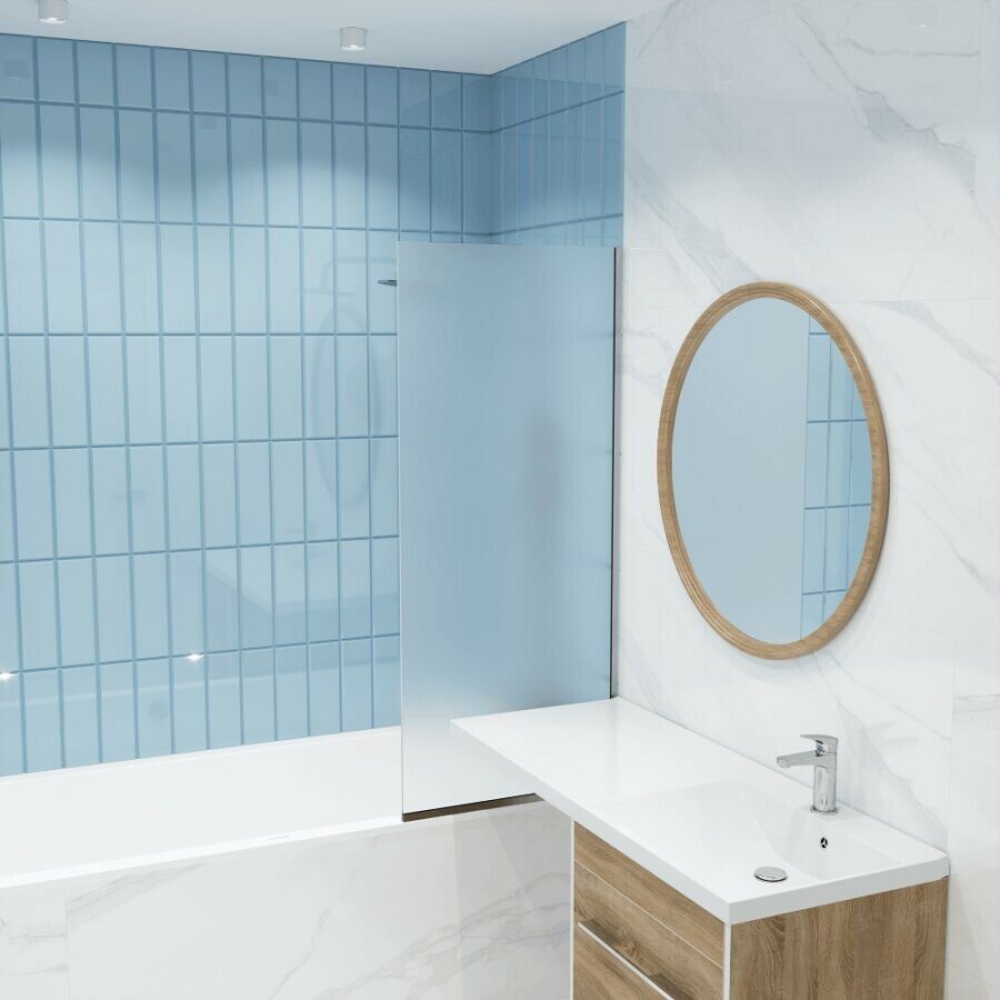 Шторка на ванну Iberica Blanca Mod.403 профиль хром, стекло матовое - фото №3