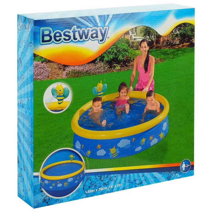 Бассейн надувной BESTWAY 57326 Fast Set с брызгалкой синий 152х38 см - фотография № 4