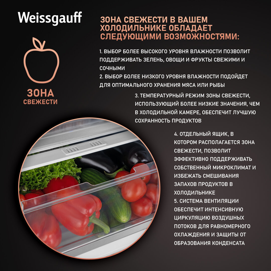 Встраиваемый холодильник Weissgauff Wrki 195 Total NoFrost - фото №4