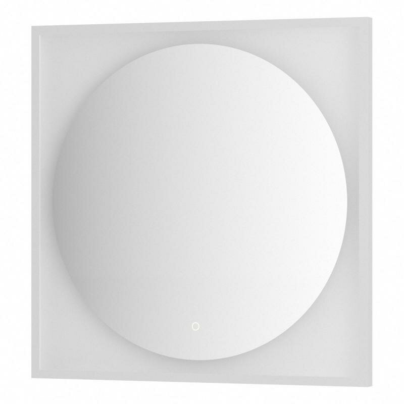 Зеркало Defesto Еclipse 80х80 18W белая рама, с LED-подсветкой, сенсорный выключатель, теплый свет - фото №1