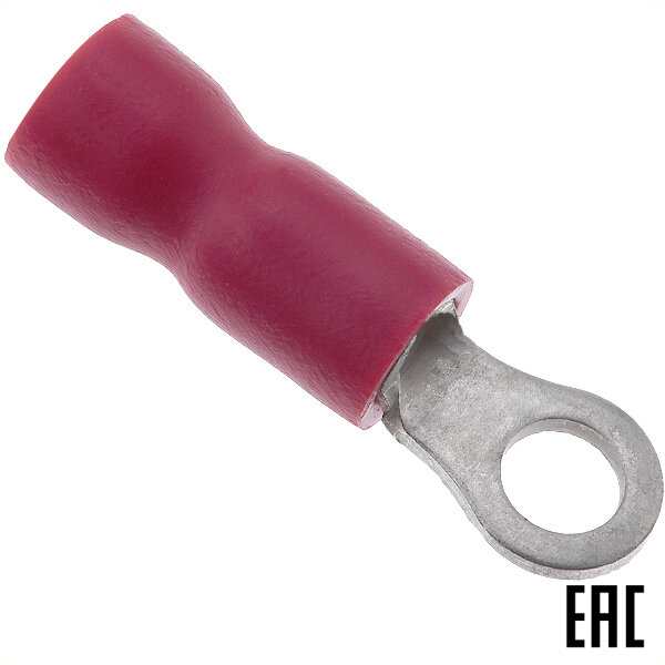 фото Наконечник 47471 НКИ 1,5-3 медный 1,5мм2 кольцевой изолированный красный, ПВХ (КВТ) (200 шт. в комплекте)