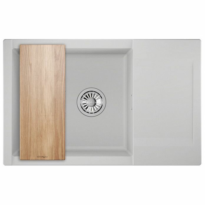 Мойка кухонная прямоугольная Granula Estetica с разделочной доской чаша 480х430 мм 7807 арктик (белый)