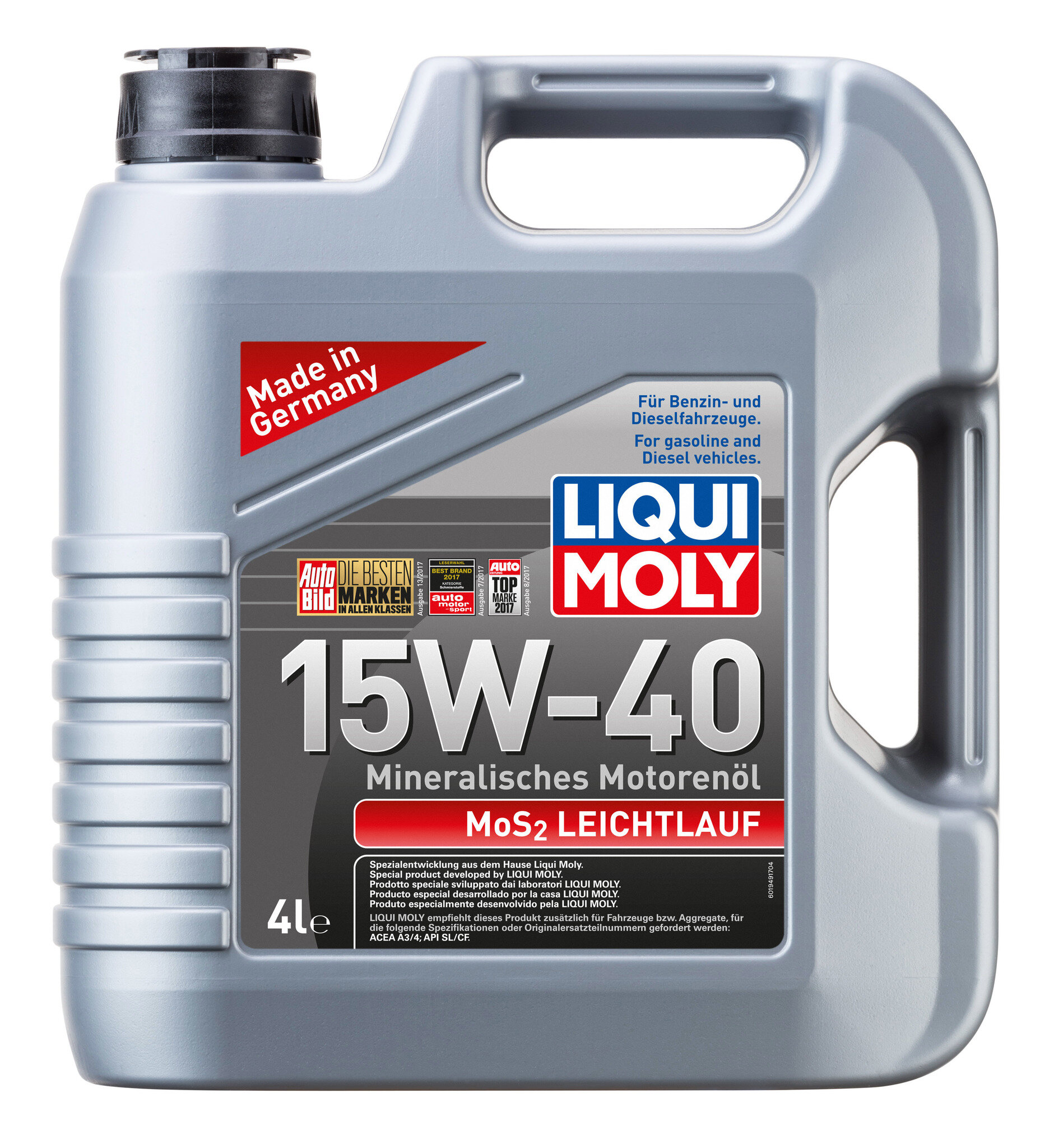 LIQUI MOLY 2631 LiquiMoly 15W40 MoS2 Leichtlauf (4L)_масло моторное! мин.\ API SL/CF ACEA A3/B3