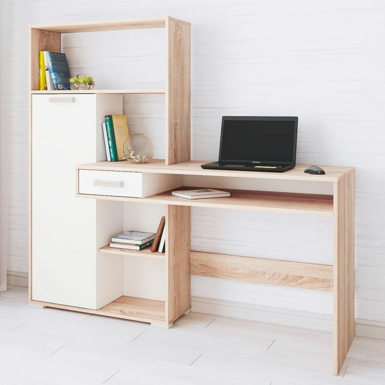 фото Стол компьютерный Квартет-8 (1508*1490*500) снято С ПР-ВА дуб сонома/белый шт