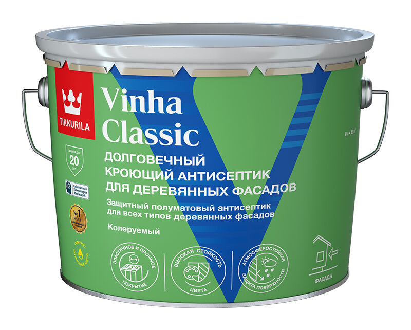 Полуматовый кроющий антисептик Tikkurila Vinha 09L (VVA)