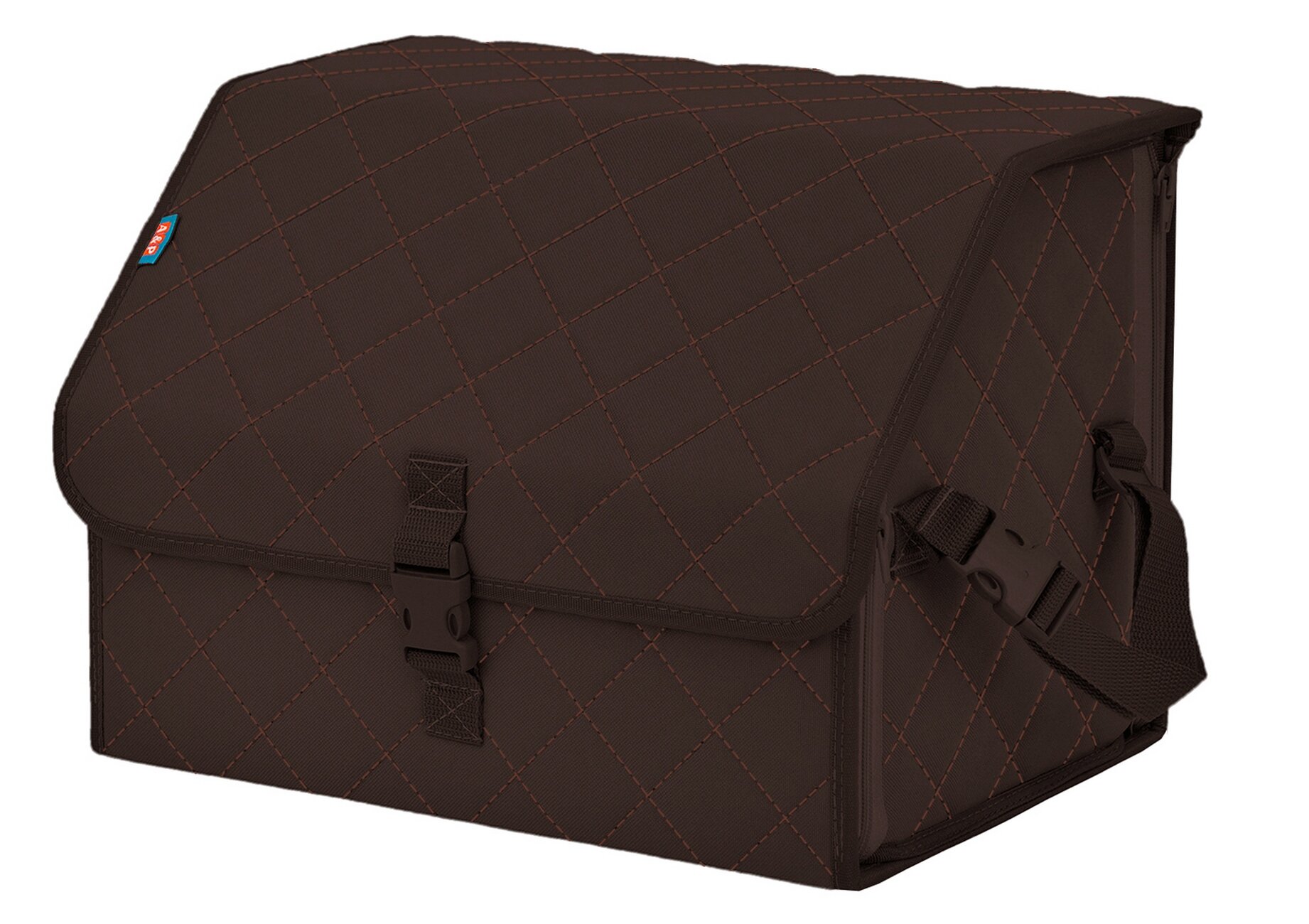 Органайзер-саквояж в багажник "Союз" (размер M). Цвет: коричневый с коричневой прострочкой Ромб.