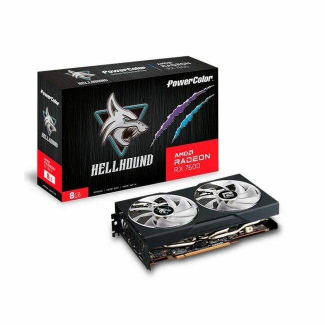 Видеокарта PowerColor RX7600 Hellhound 8GB GDDR6 128-bit DPx3 HDMI 2FAN RTL