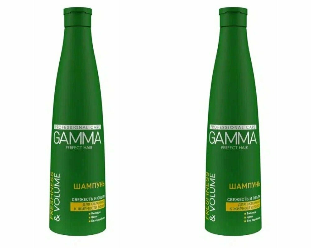Шампунь GAMMA Perfect Hair для волос склонных к жирности, Свежесть и Объем, 350 мл, 2 шт