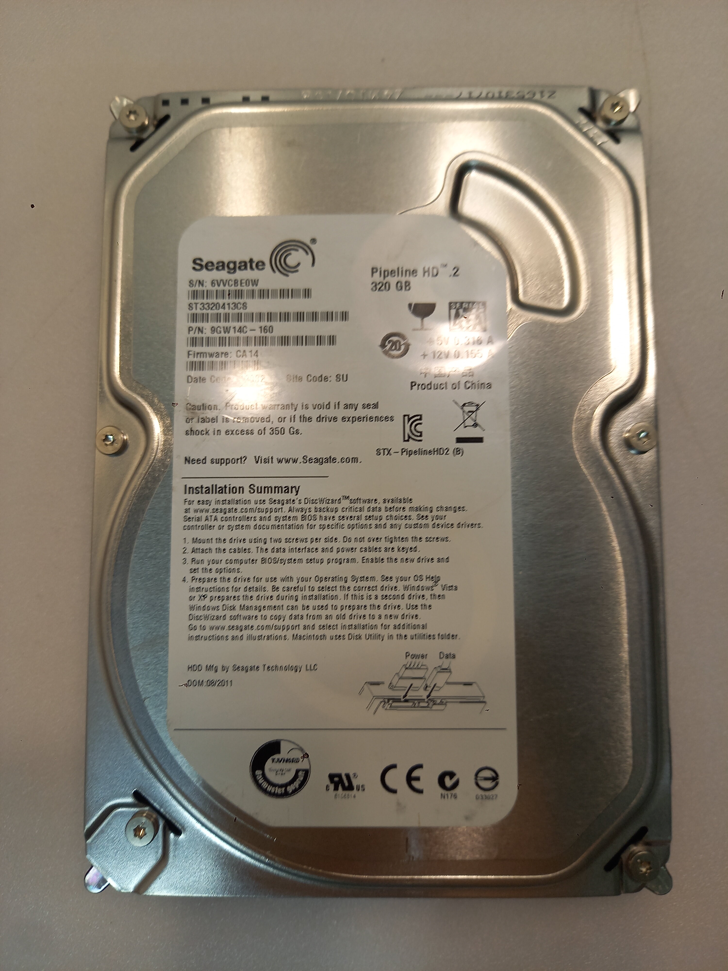 Жёсткий диск 320 Gb SATA 3Gb/s Seagate Pipeline ST3320413СS 3.5" 5900rpm 16Mb