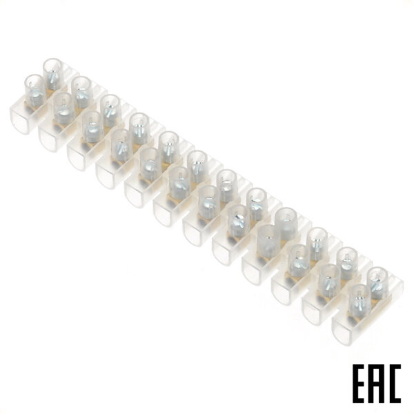 фото Блок NTB-UPE-S12-3/WH 71001 клеммный полиэтилен 12 пар винтовых клемм 4кв.мм белый (Navigator) (15 шт. в комплекте)