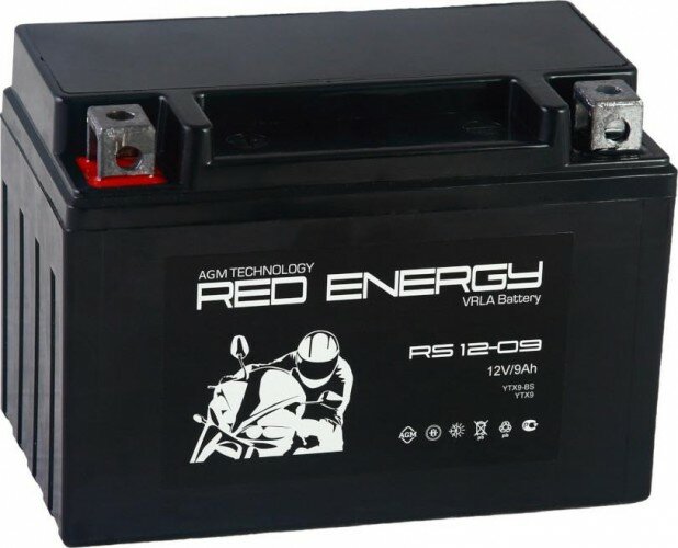 Аккумулятор Red Energy RS-1209 для мототехники (12В 9Ач / 12V 9Ah / стартерный ток 135А) YTX9-BS YTX9