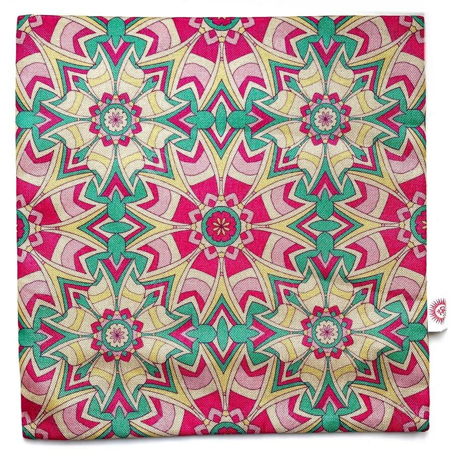 фото Чехол для подушки с печатным рисунком абстракция розовые цветы (вискоза, с обратной стороны однотонный на молнии, размер 40 на 40 см.), 1 шт.