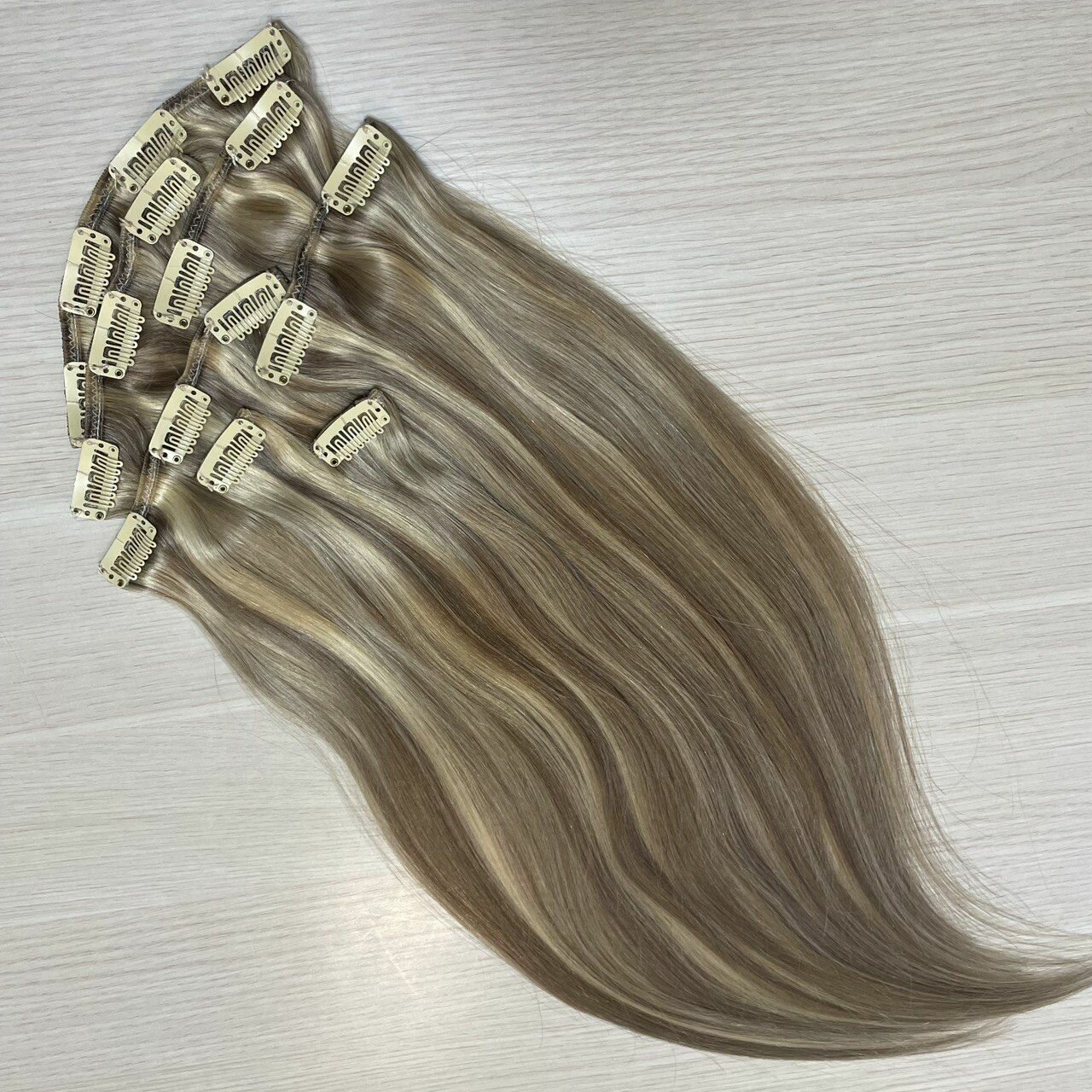 Натуральные волосы на заколках 50см 100г - мелирование #10.613