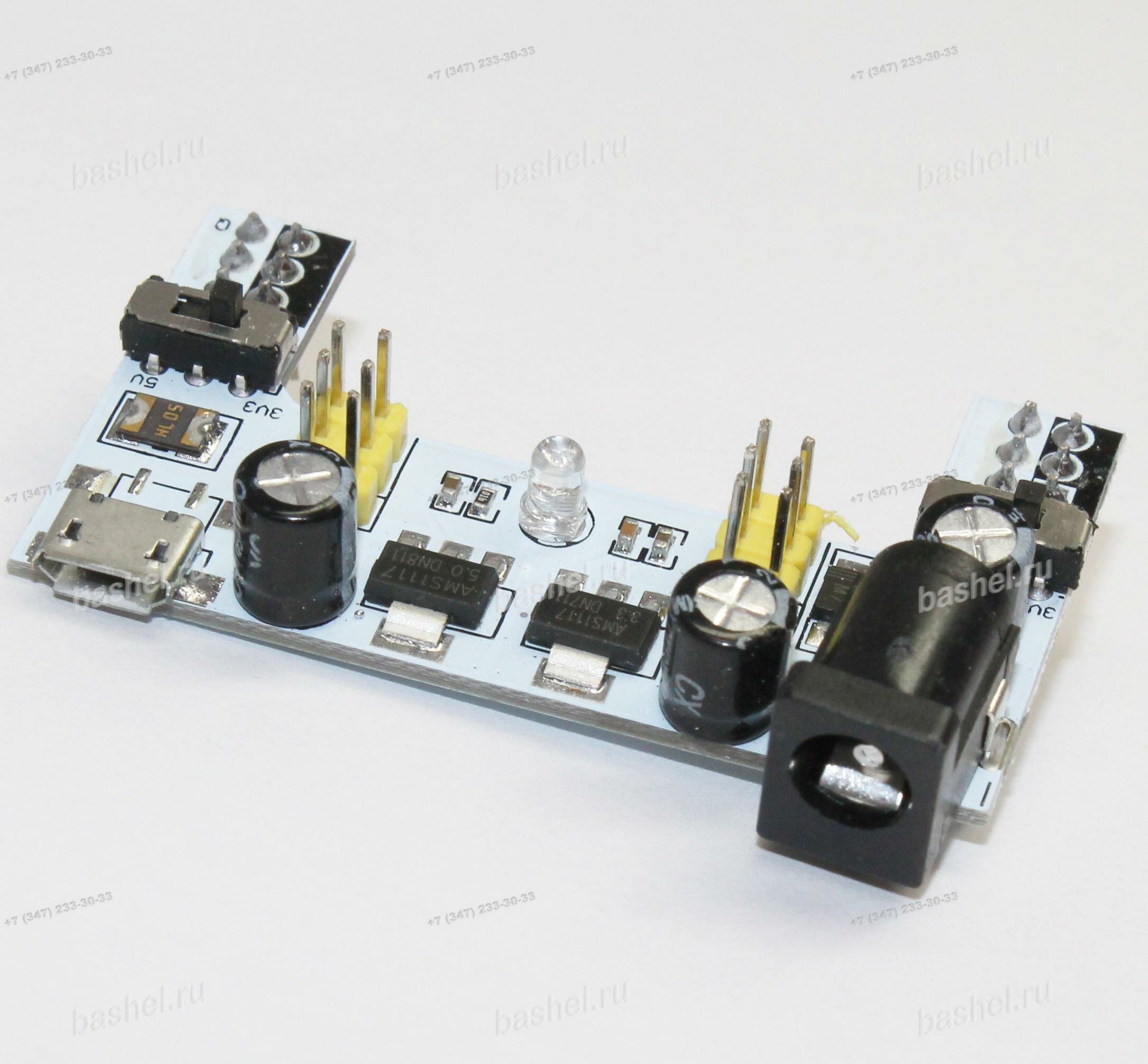 Breadboard Power Module (Powered via USB and DC, 2-Way 5V/3.3V), Модуль питания DC-DC