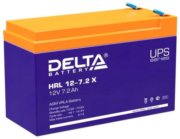 Аккумуляторная батарея DELTA Battery HRL 12-7.2 X 12В 7.2 А·ч