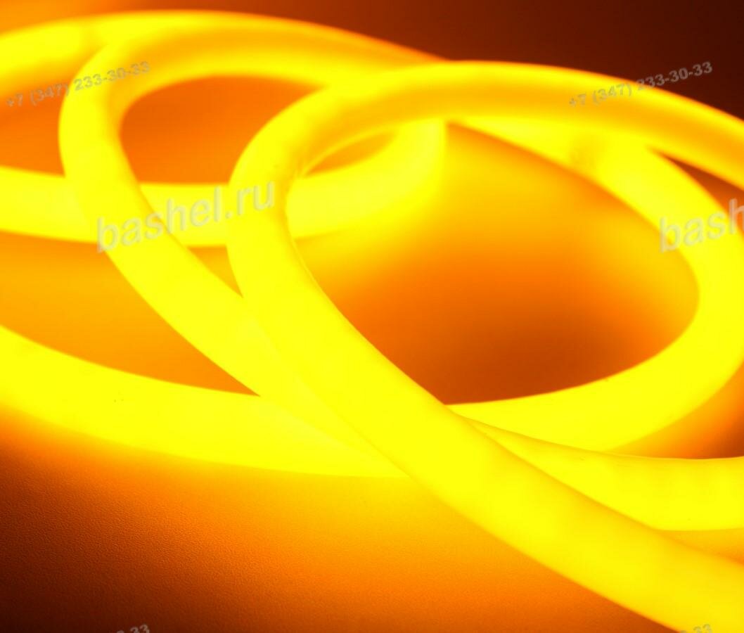 фото IC-FN2835-D14-220V Yellow (D-14mm, шаг резки 1м) 8w/m, Гибкий неон жёлтый электротовар