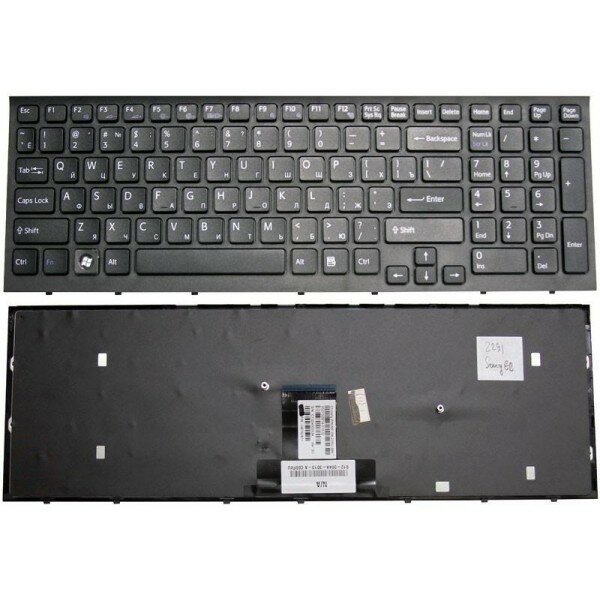 Клавиатура для ноутбука Sony Vaio VPC-EB27FX/B черная с черной рамкой