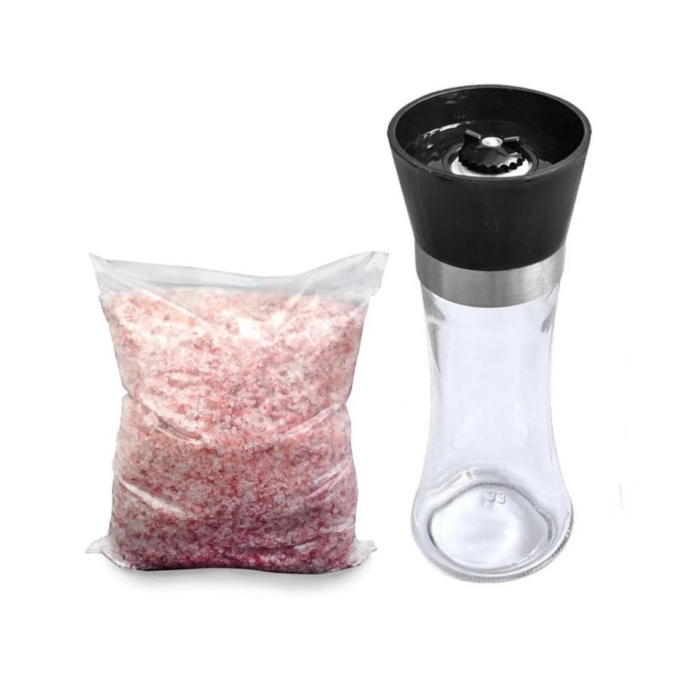 Мельница для соли и перца Wonder Life стекло пластик керамические жернова 200мл + 500г гималайской розовой соли 2-5 мм